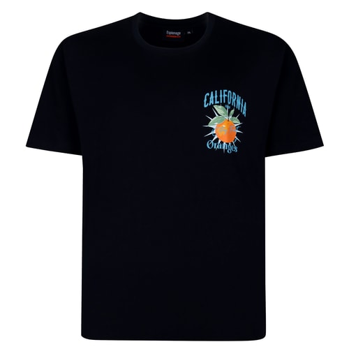 Spionage-T-Shirt mit kalifornischem Orangenmuster, Marineblau